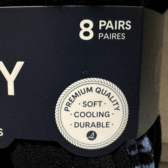 SPERRY Men's Black Cushion Comfort Crew Socks 8 Pairs Size 6-12  Cooling NWT - Picture 4 of 4